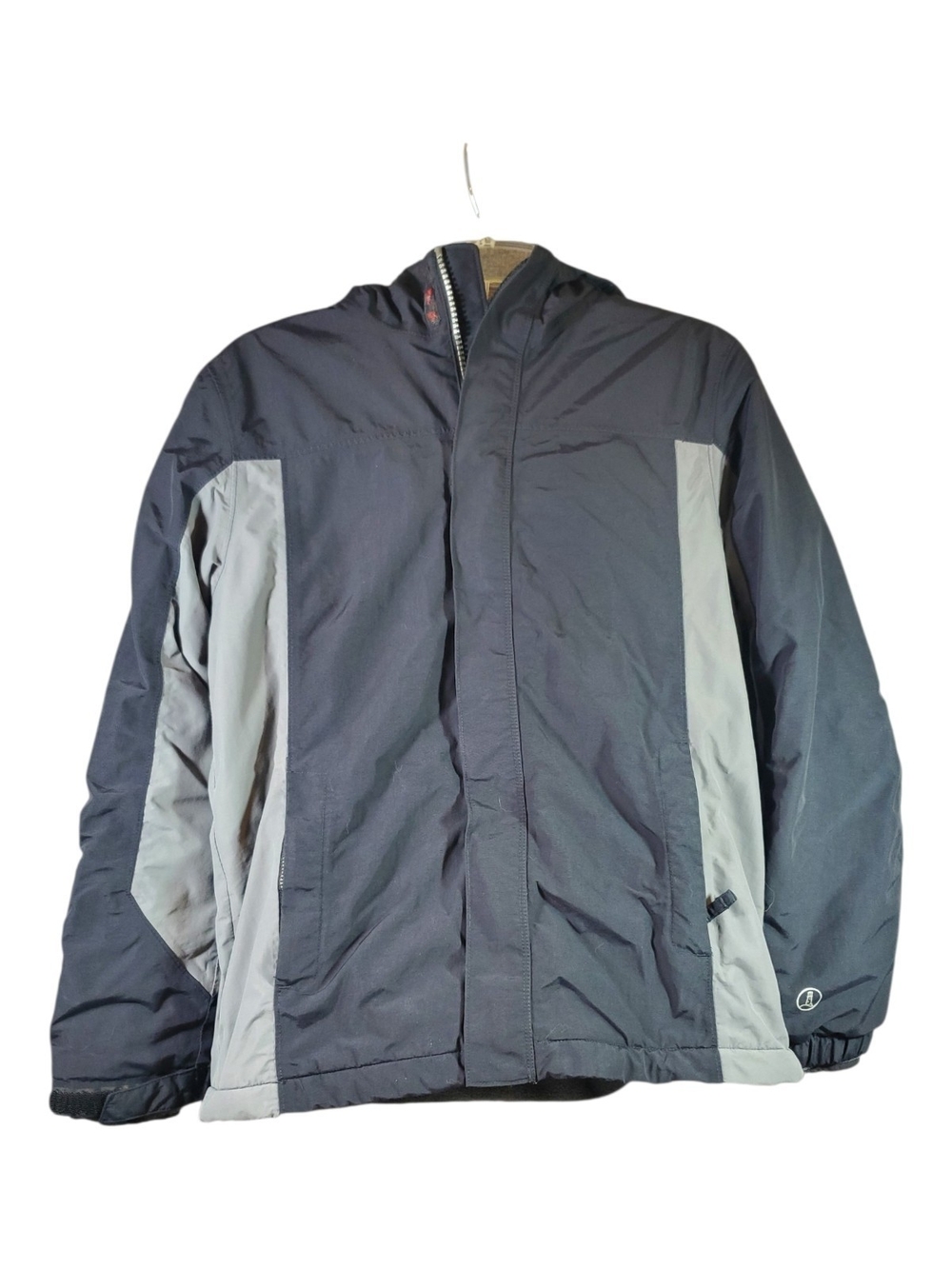 Lands' End Boys Squall Hooded Winter Coat Black Gray L 14/16 Waterproof